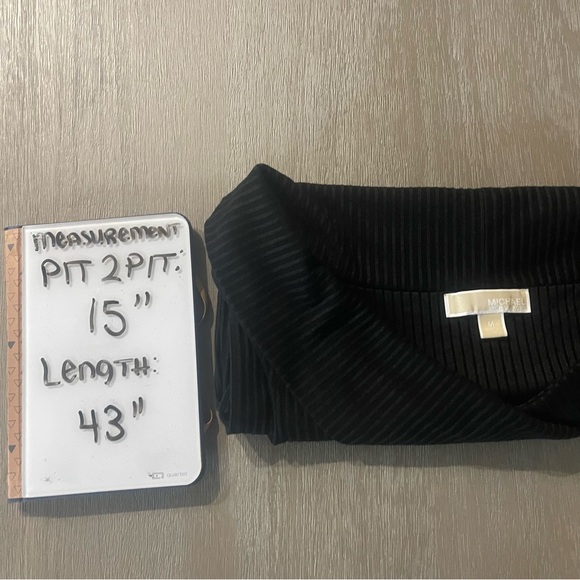 Michael Kors off shoulder ribbed midi bodycon black party cocktail dress Size M - Picture 15 of 15